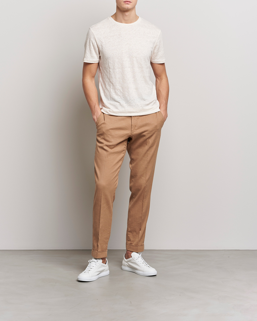 Herren | Hosen | J.Lindeberg | Grant Stretch Cotton/Linen Trousers Tiger Brown