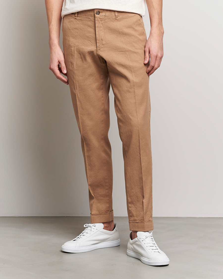 Herren | Hosen | J.Lindeberg | Grant Stretch Cotton/Linen Trousers Tiger Brown