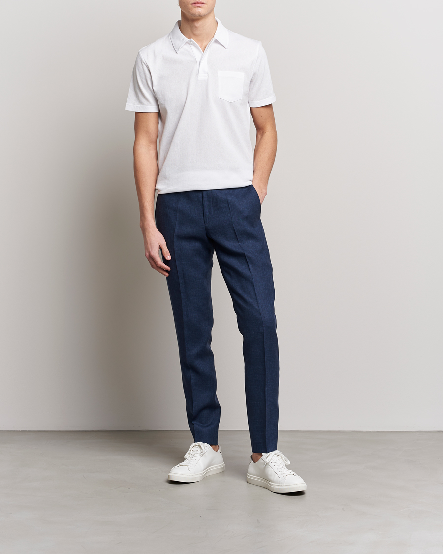 Herren | Hosen | J.Lindeberg | Grant Super Linen Trousers Blue Indigo
