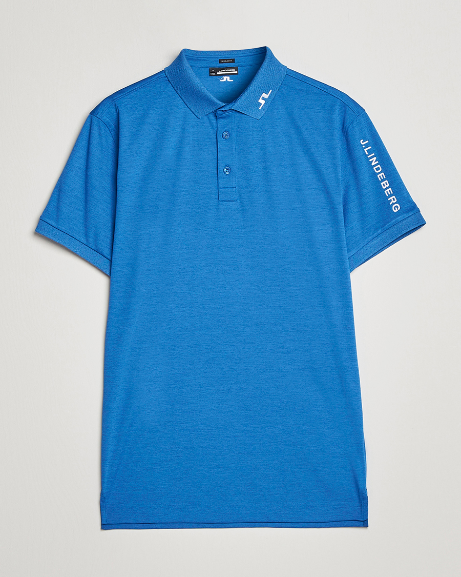 Herren | Poloshirts | J.Lindeberg | Tour Tech Regular Fit Polo Lapis Blue Melange
