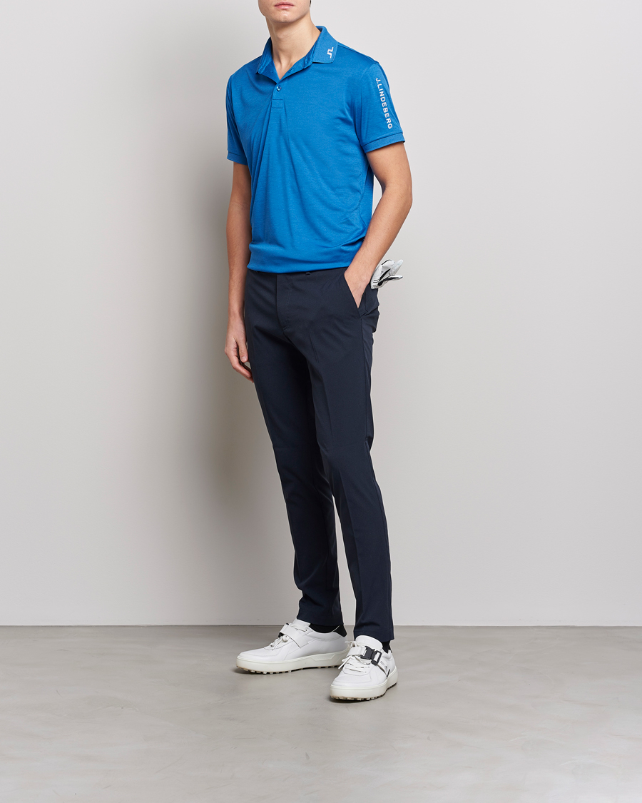 Herren | Poloshirts | J.Lindeberg | Tour Tech Regular Fit Polo Lapis Blue Melange
