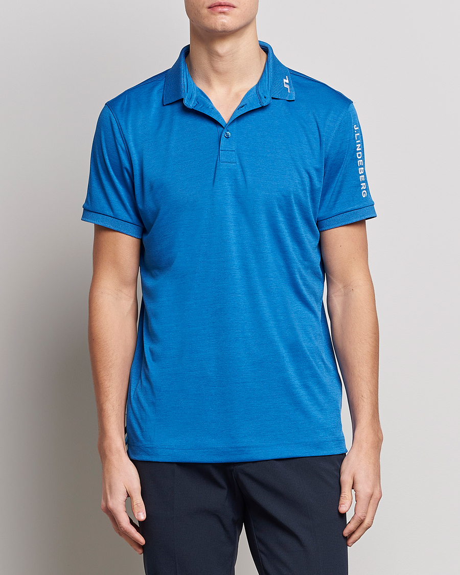 Herren | Poloshirts | J.Lindeberg | Tour Tech Regular Fit Polo Lapis Blue Melange