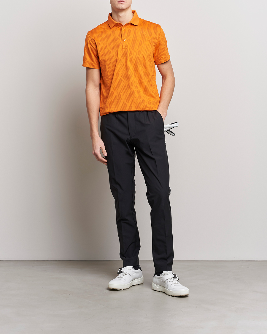 Herren | Poloshirts | J.Lindeberg | Mat Jacquard Regular Fit Polo Russet Orange