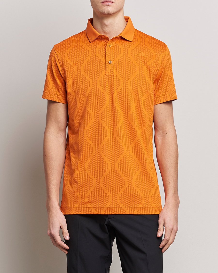 Herren | Poloshirts | J.Lindeberg | Mat Jacquard Regular Fit Polo Russet Orange