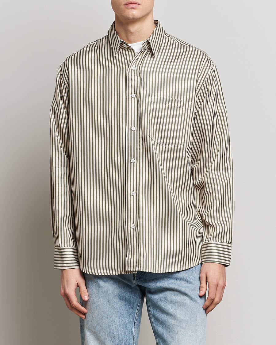 Herren | Hemden | Jeanerica | Come Tencel Striped Shirt Green/White