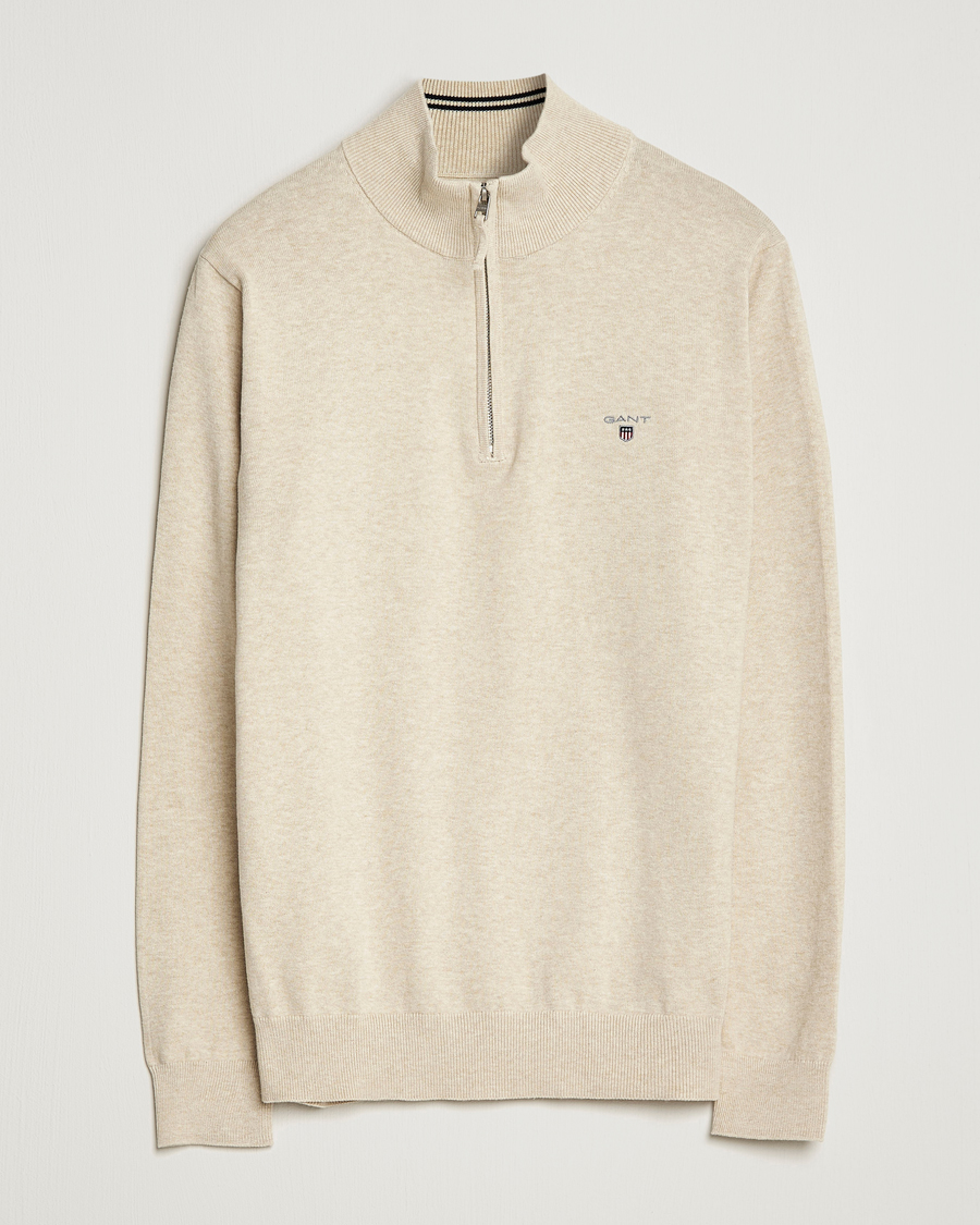Herren | Pullover | GANT | Classic Cotton Half Zip Ocra Melange