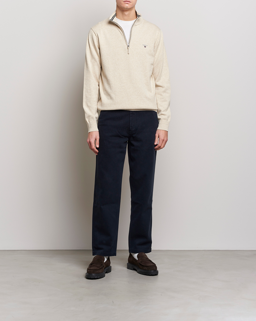 Herren | Pullover | GANT | Classic Cotton Half Zip Ocra Melange