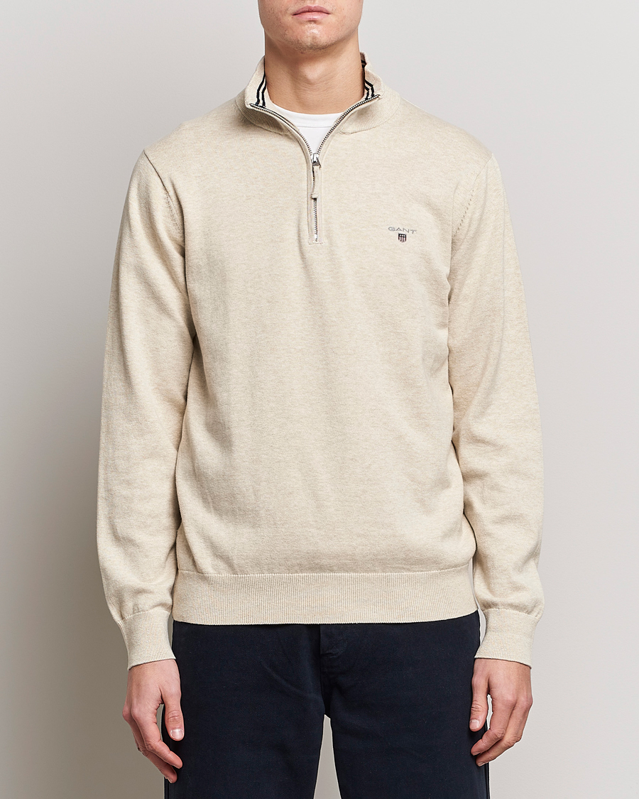 Herren | Pullover | GANT | Classic Cotton Half Zip Ocra Melange