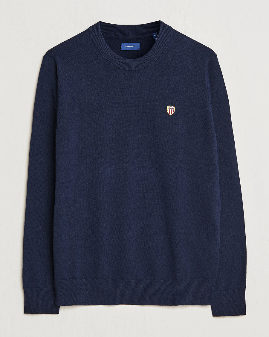 Herren | Pullover | GANT | Banner Shield Lambswool Crew Neck Eavning Blue