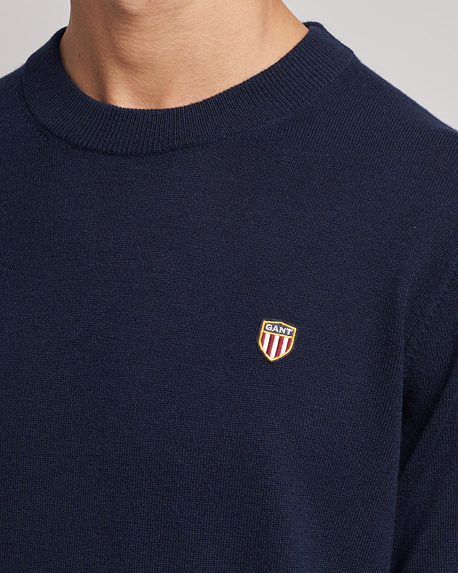 Herren | Pullover | GANT | Banner Shield Lambswool Crew Neck Eavning Blue