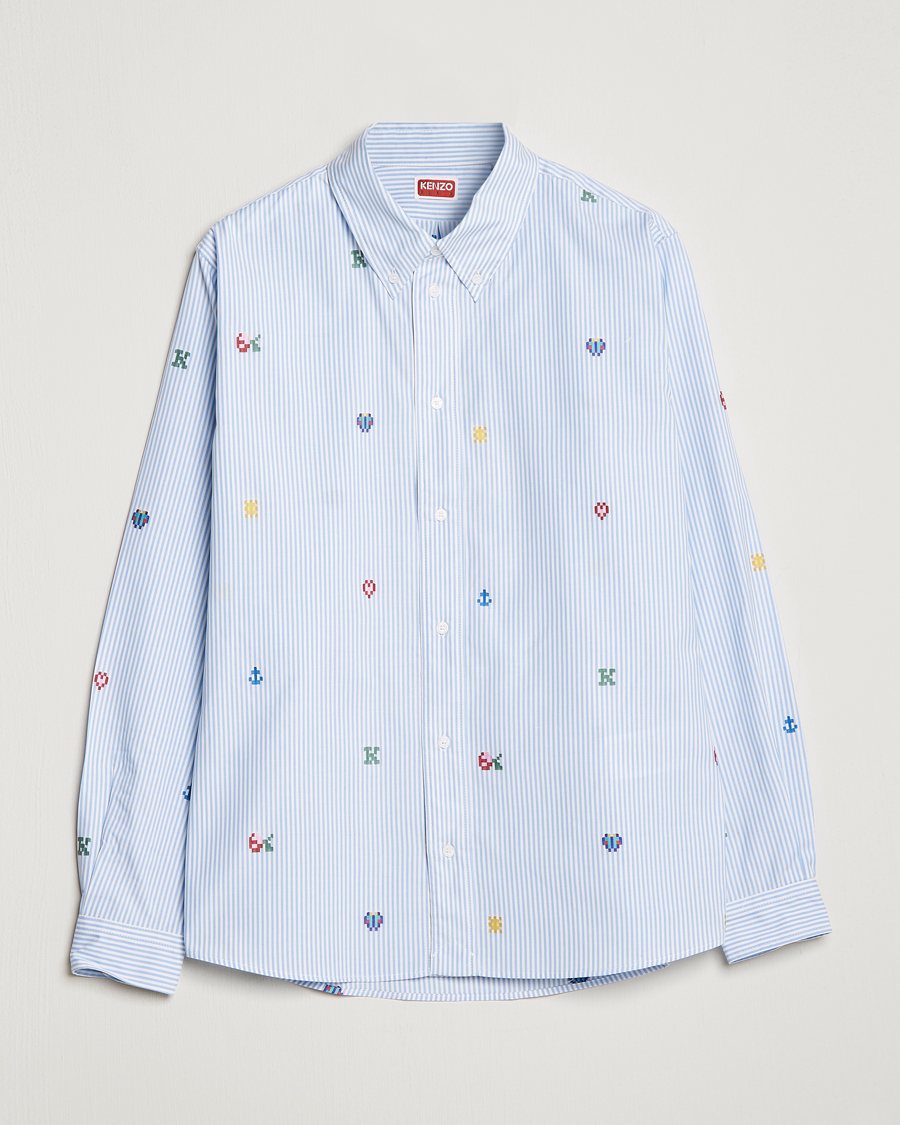 Herren | Hemden | KENZO | Pixel Striped Casual Shirt Light Blue