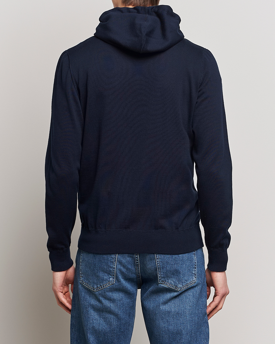 Herren | Pullover | Kiton | Hooded Zip Sweater Navy