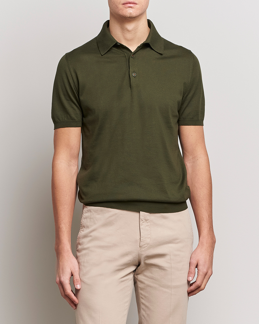 Herren | Poloshirts | Kiton | Sea Island Cotton Polo Dark Olive