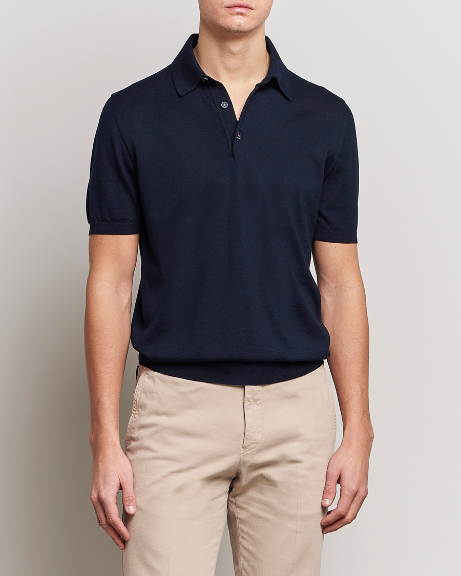 Herren | Poloshirts | Kiton | Sea Island Cotton Polo Navy
