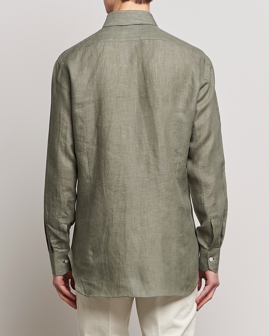 Herren | Hemden | Kiton | Linen Sport Shirt Olive