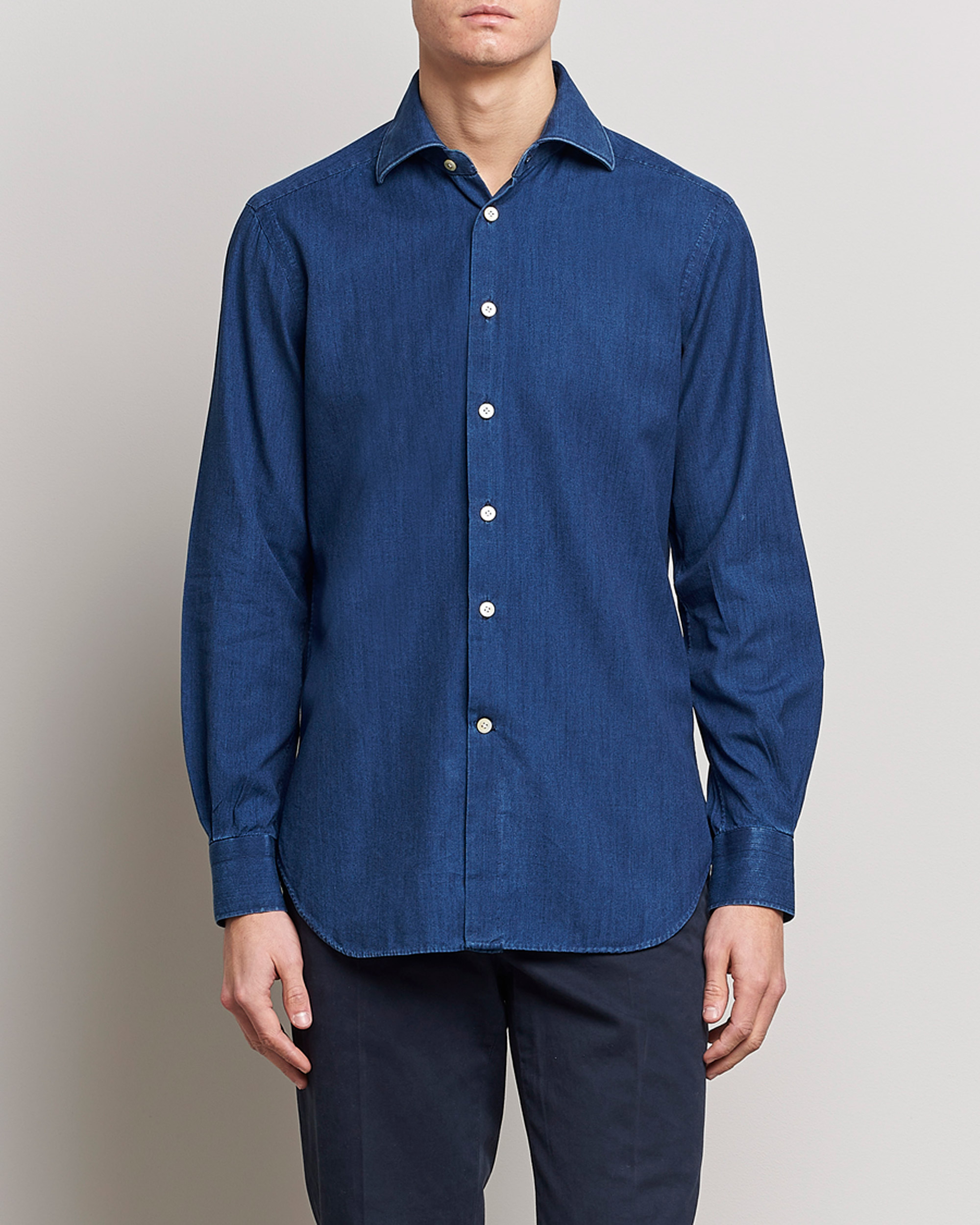 Herren | Hemden | Kiton | Denim Sport Shirt Indigo Blue