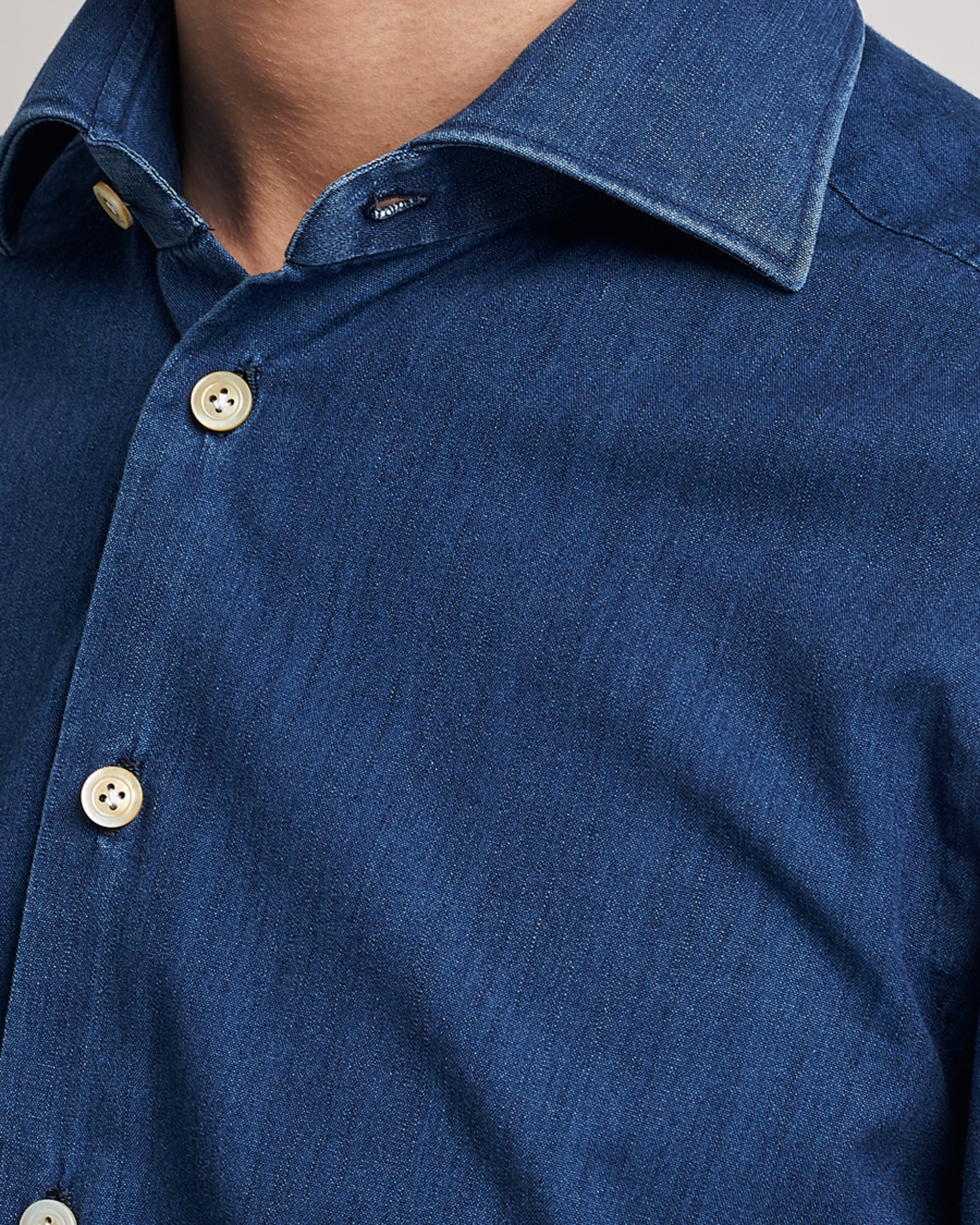 Herren | Hemden | Kiton | Denim Sport Shirt Indigo Blue