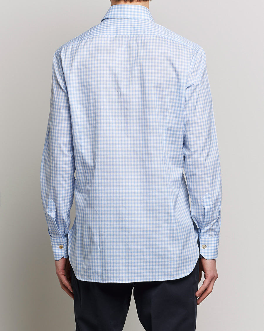 Herren | Hemden | Kiton | Slim Fit Checked Dress Shirt Light Blue