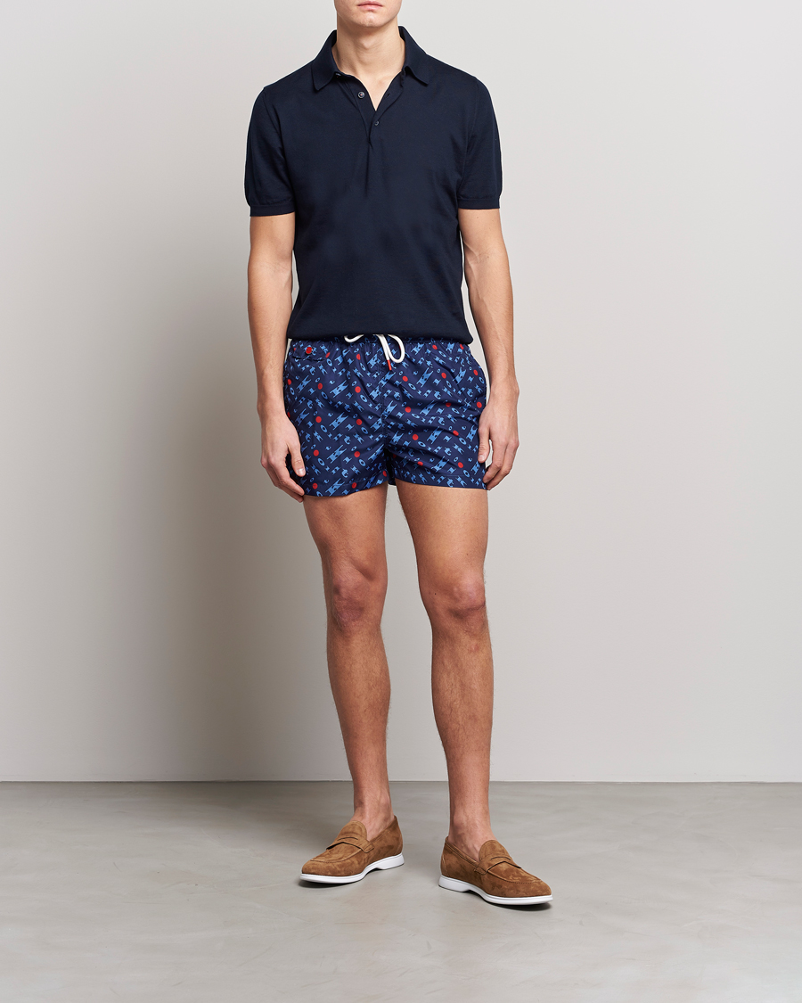 Herren | Badehosen | Kiton | Printed Swim Trunks Navy