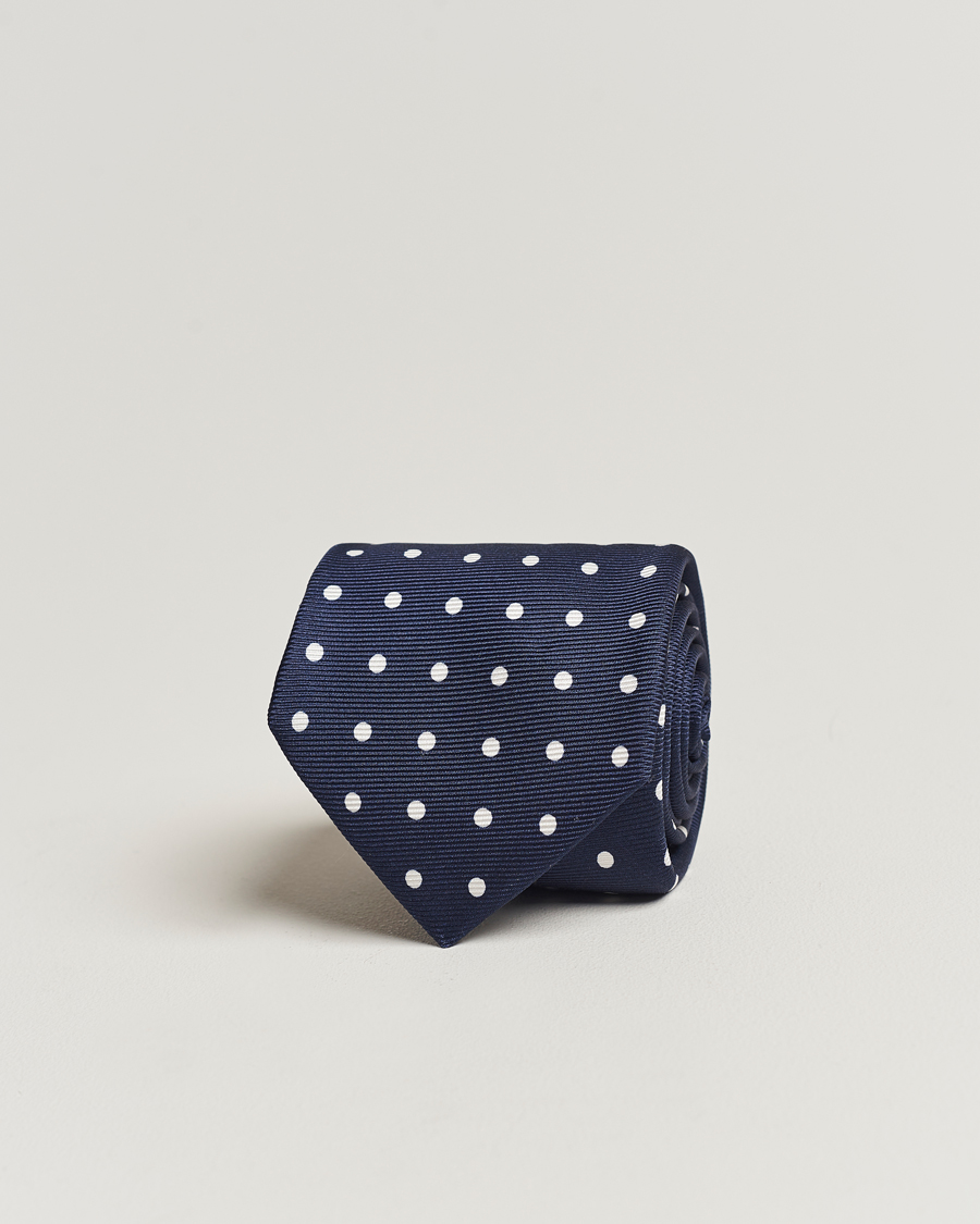 Herren | Kiton Dotted Silk Tie Navy | Kiton | Dotted Silk Tie Navy