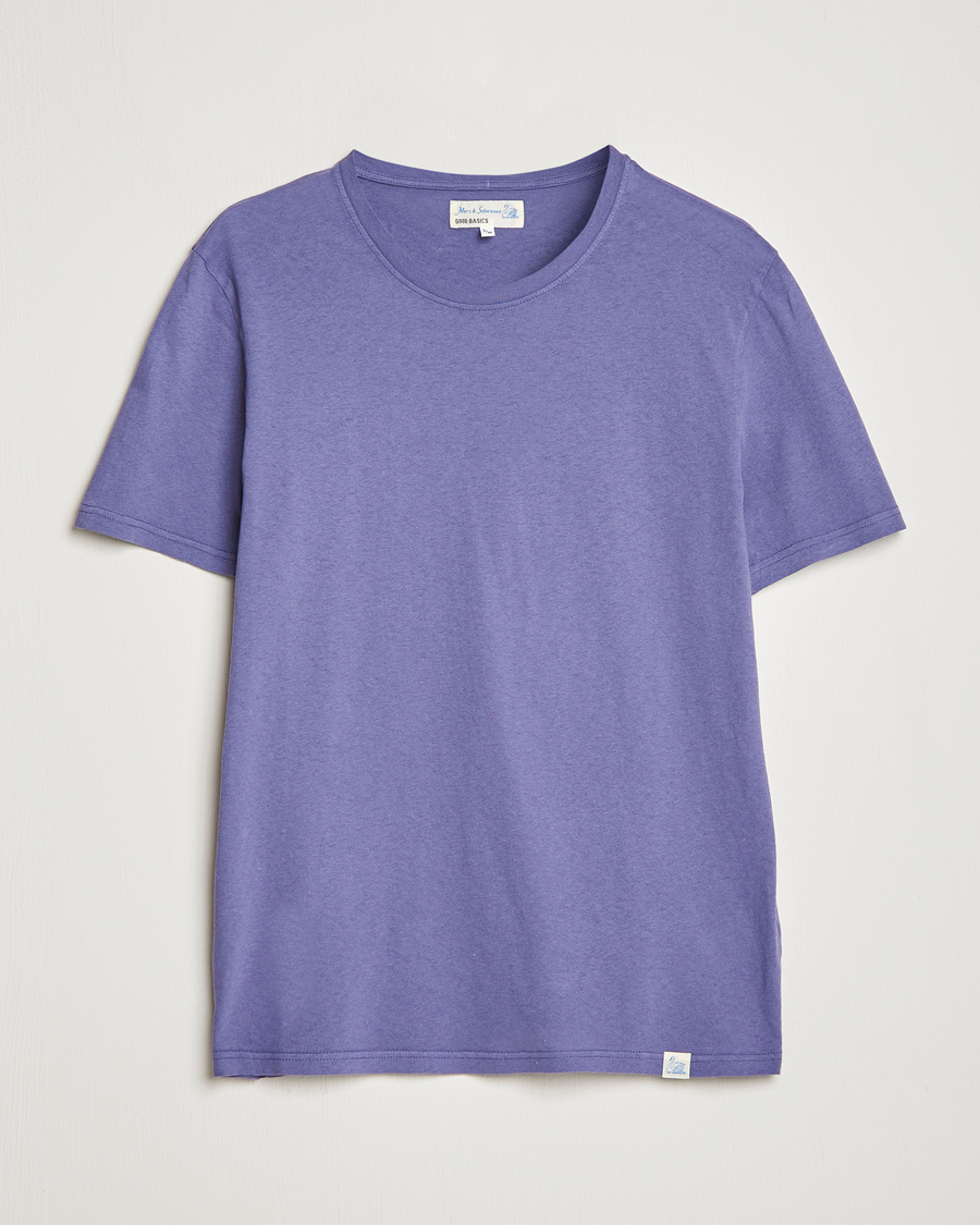 Herren | T-Shirts | Merz b. Schwanen | Organic Cotton Washed Crew Neck T-Shirt Purple