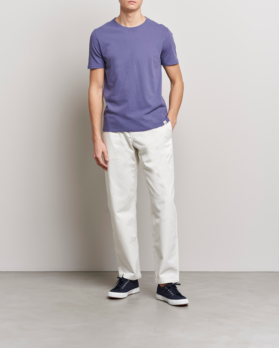 Herren | T-Shirts | Merz b. Schwanen | Organic Cotton Washed Crew Neck T-Shirt Purple