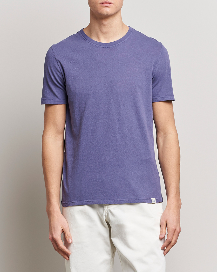 Herren | T-Shirts | Merz b. Schwanen | Organic Cotton Washed Crew Neck T-Shirt Purple