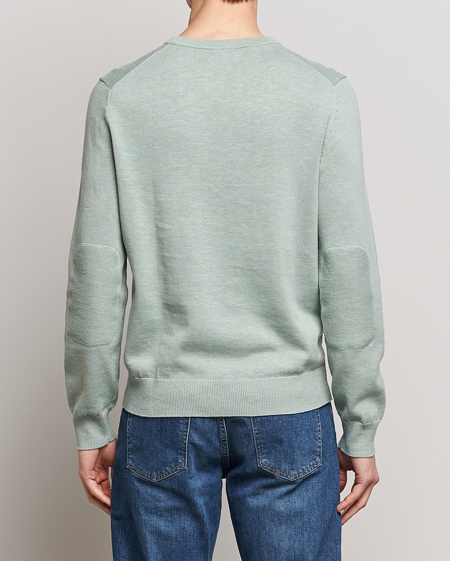 Herren | Pullover | Morris | Harold Cotton/Linen Summer Crew Neck Mint Green