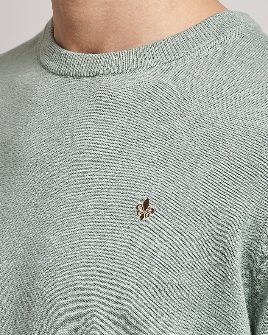 Herren | Pullover | Morris | Harold Cotton/Linen Summer Crew Neck Mint Green