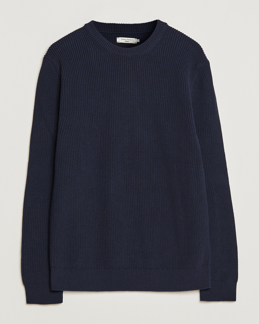 Herren | Pullover | Nudie Jeans | Augusti Rib Cotton Sweater Navy