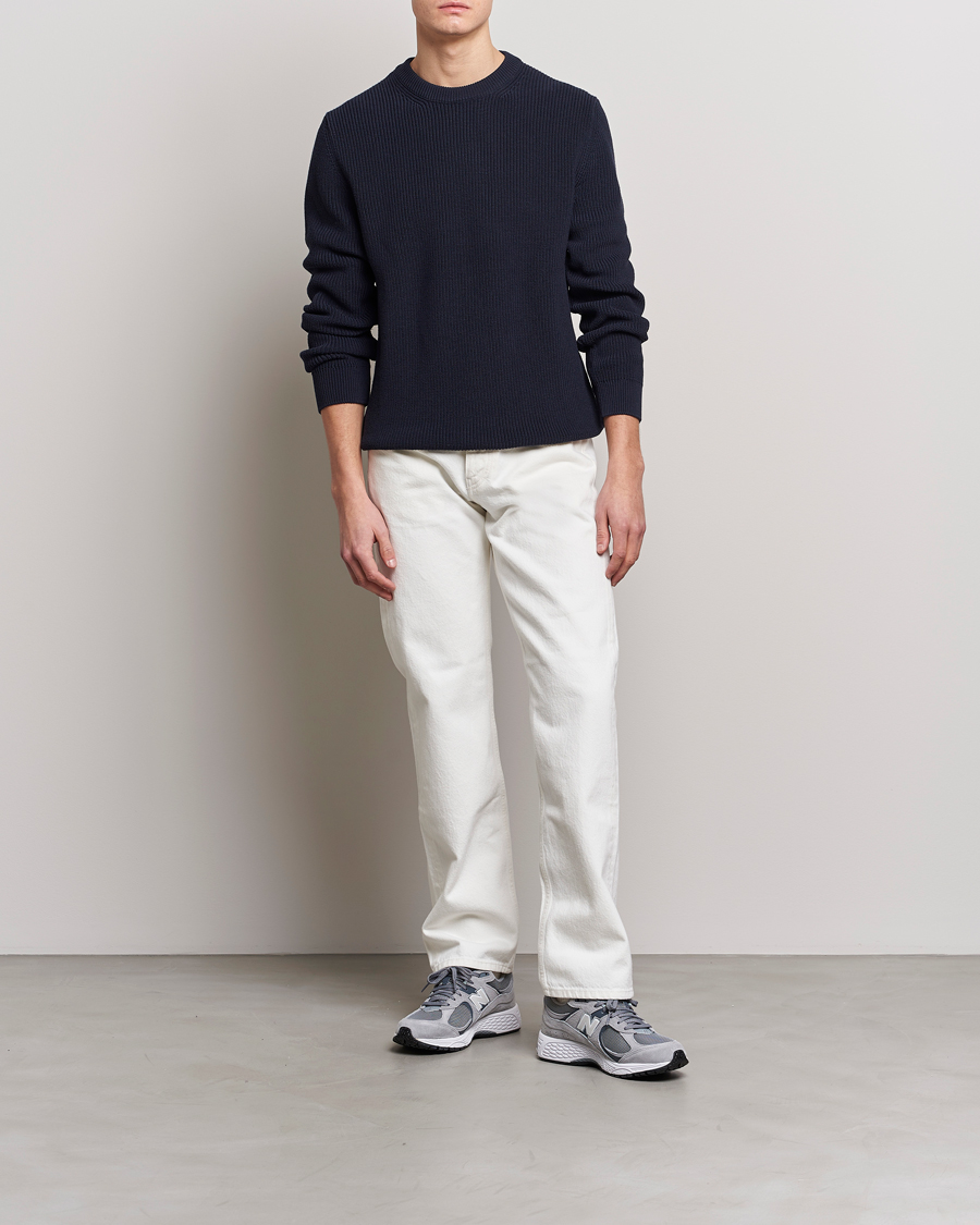 Herren | Pullover | Nudie Jeans | Augusti Rib Cotton Sweater Navy