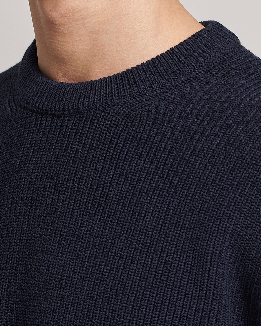 Herren | Pullover | Nudie Jeans | Augusti Rib Cotton Sweater Navy