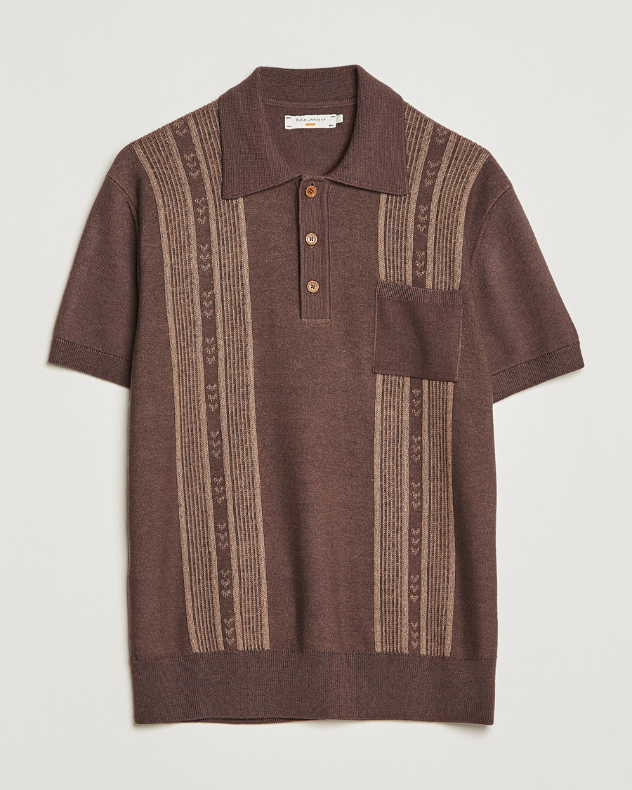 Herren | Poloshirts | Nudie Jeans | Frippe Knitted Polo Brown