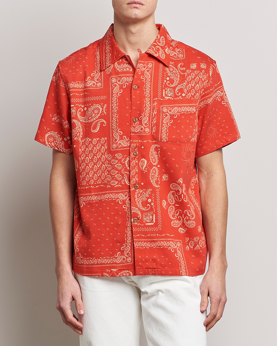 Herren | Hemden | Nudie Jeans | Aron Printed Short Sleeve Shirt Red