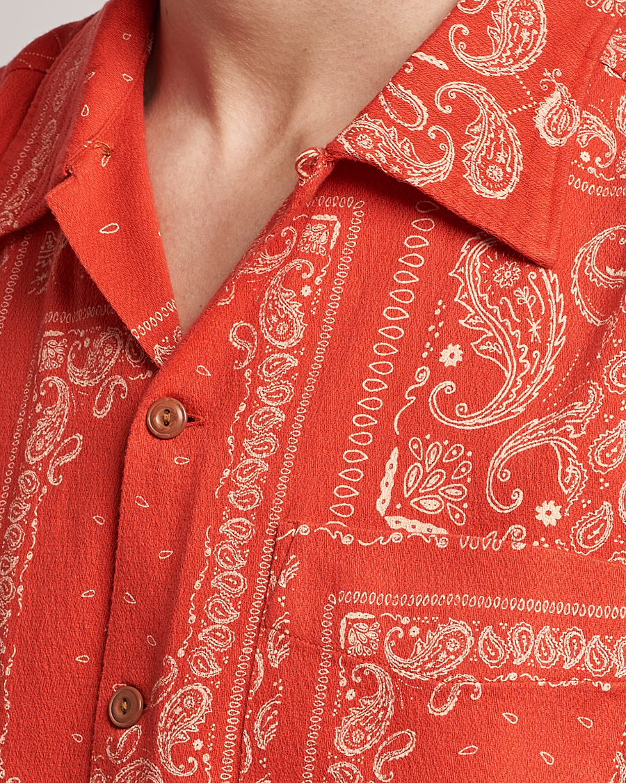 Herren | Hemden | Nudie Jeans | Aron Printed Short Sleeve Shirt Red