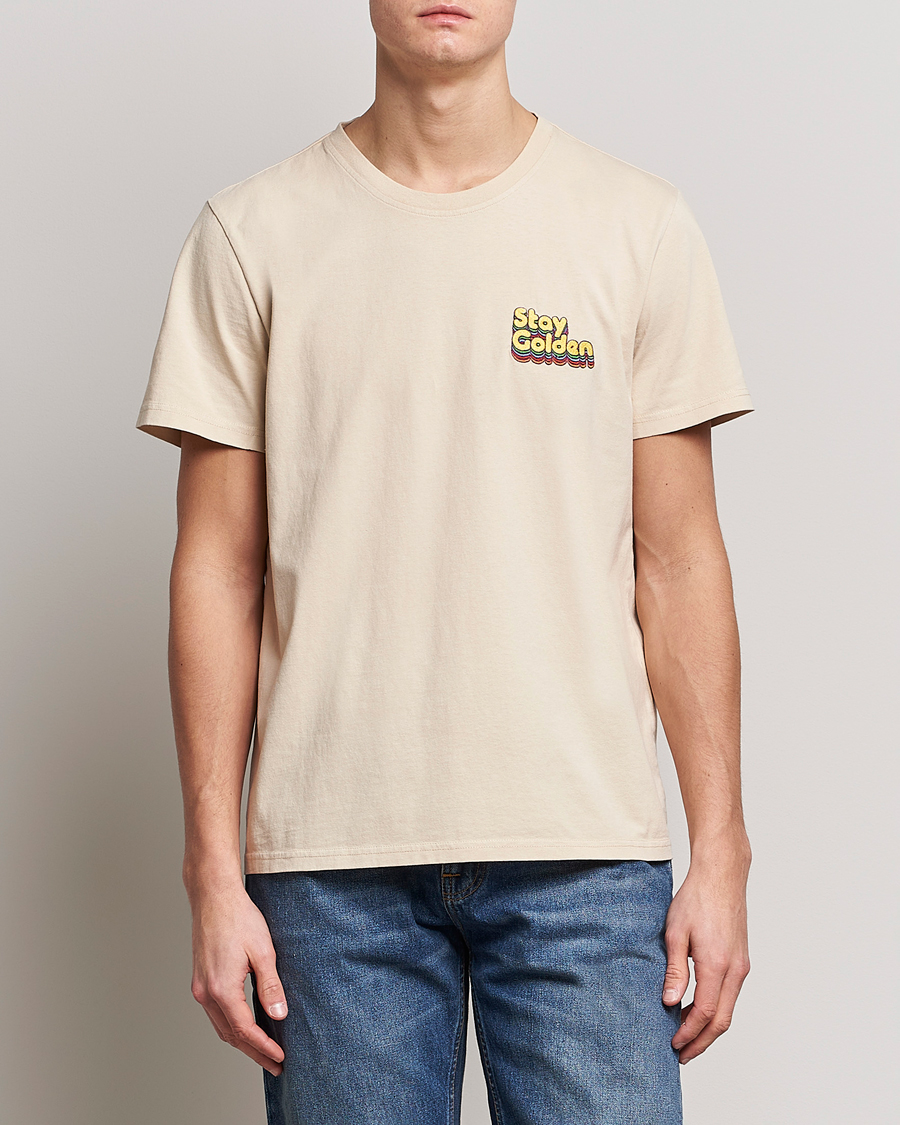 Herren | T-Shirts | Nudie Jeans | Roy Logo Crew Neck T-Shirt Cream