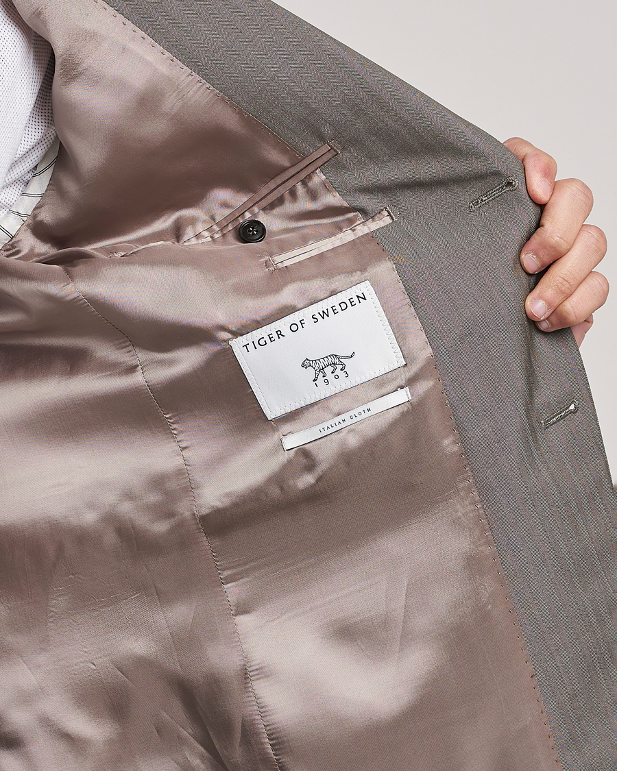 Herren | Sakkos | Tiger of Sweden | Justin Herringbone Wool Blazer Dark Sand