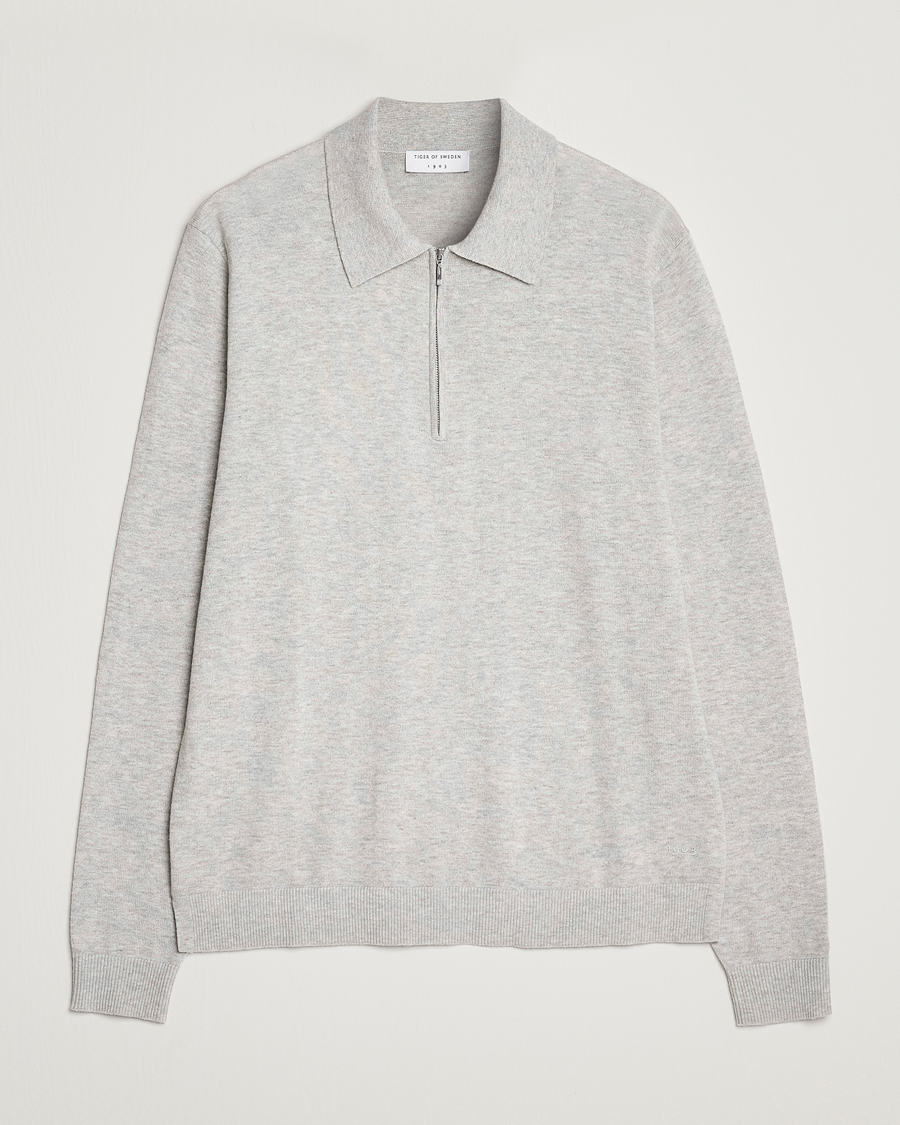Herren | Pullover | Tiger of Sweden | Orbit Merino Wool Half Zip Light Grey Melange