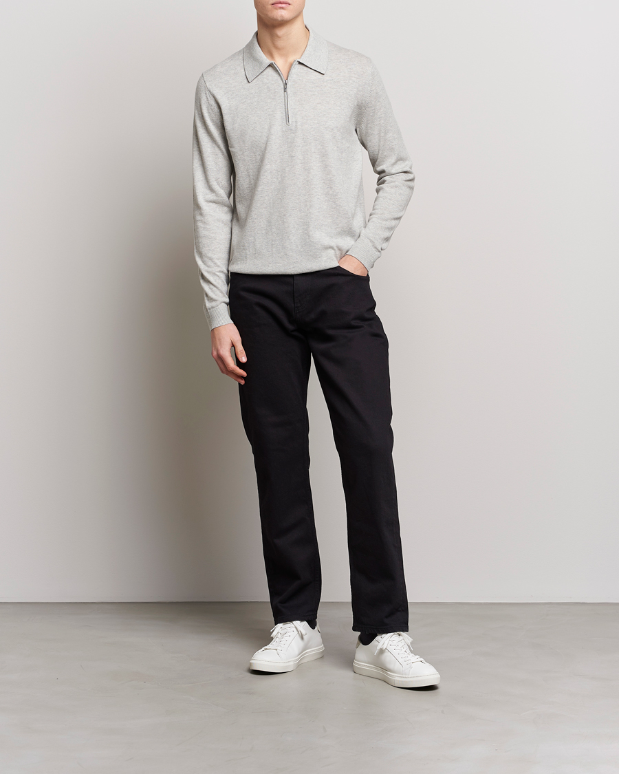 Herren | Pullover | Tiger of Sweden | Orbit Merino Wool Half Zip Light Grey Melange