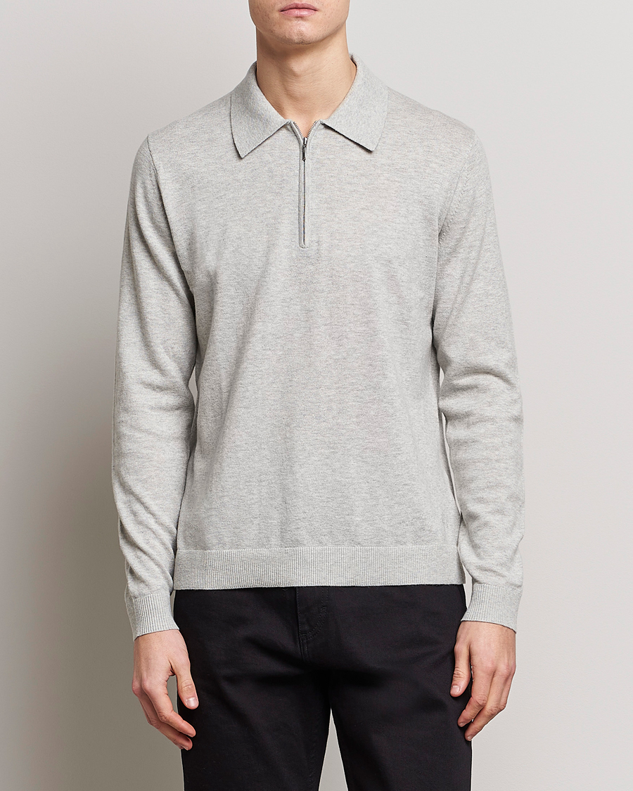 Herren | Pullover | Tiger of Sweden | Orbit Merino Wool Half Zip Light Grey Melange