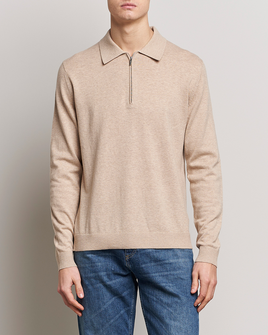 Herren | Pullover | Tiger of Sweden | Orbit Merino Wool Half Zip Beige Melange