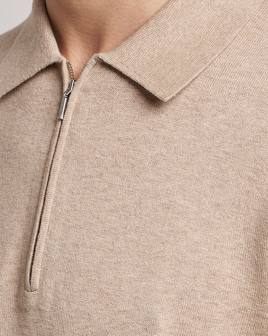 Herren | Pullover | Tiger of Sweden | Orbit Merino Wool Half Zip Beige Melange