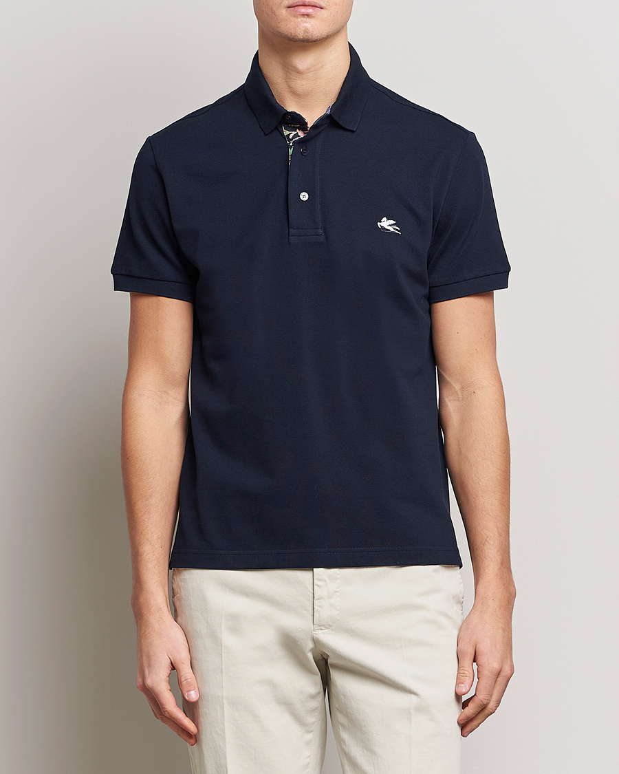 Herren | Poloshirts | Etro | Short Sleeve Contrast Paisley Polo Navy