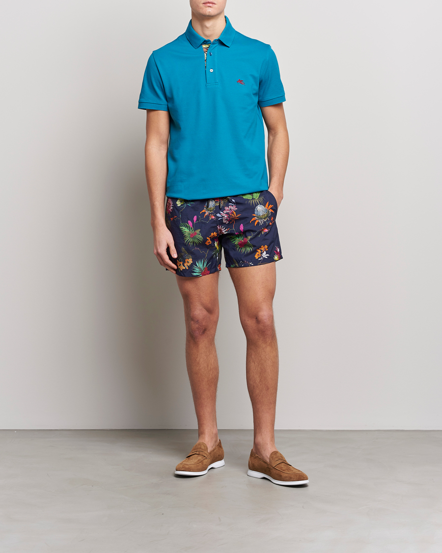 Herren | Poloshirts | Etro | Short Sleeve Contrast Paisley Polo Azzurro