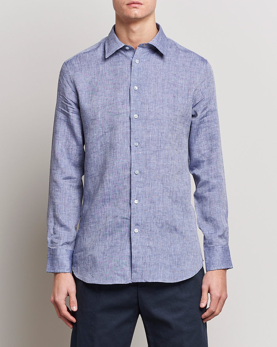 Herren | Hemden | Etro | Linen Sport Shirt Dark Blue
