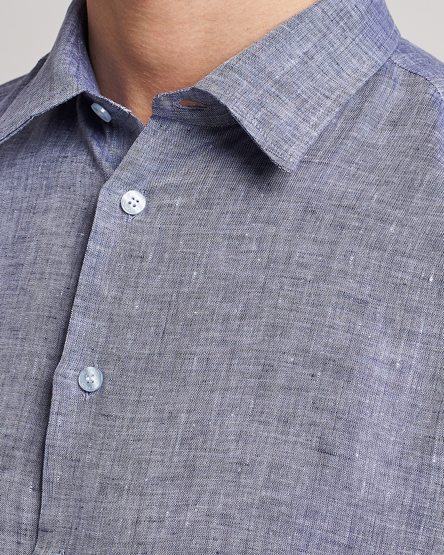Herren | Hemden | Etro | Linen Sport Shirt Dark Blue