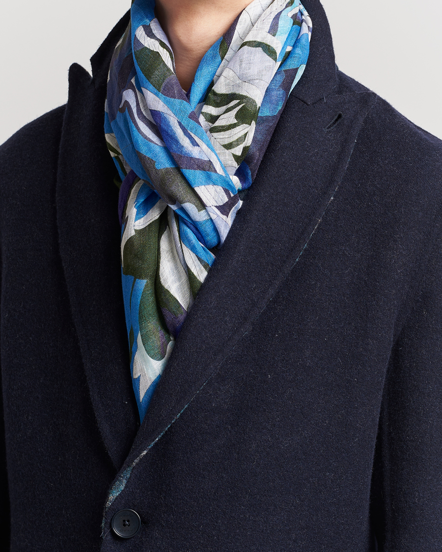 Herren | Etro Floreale Linen Scarf Light Blue | Etro | Floreale Linen Scarf Light Blue