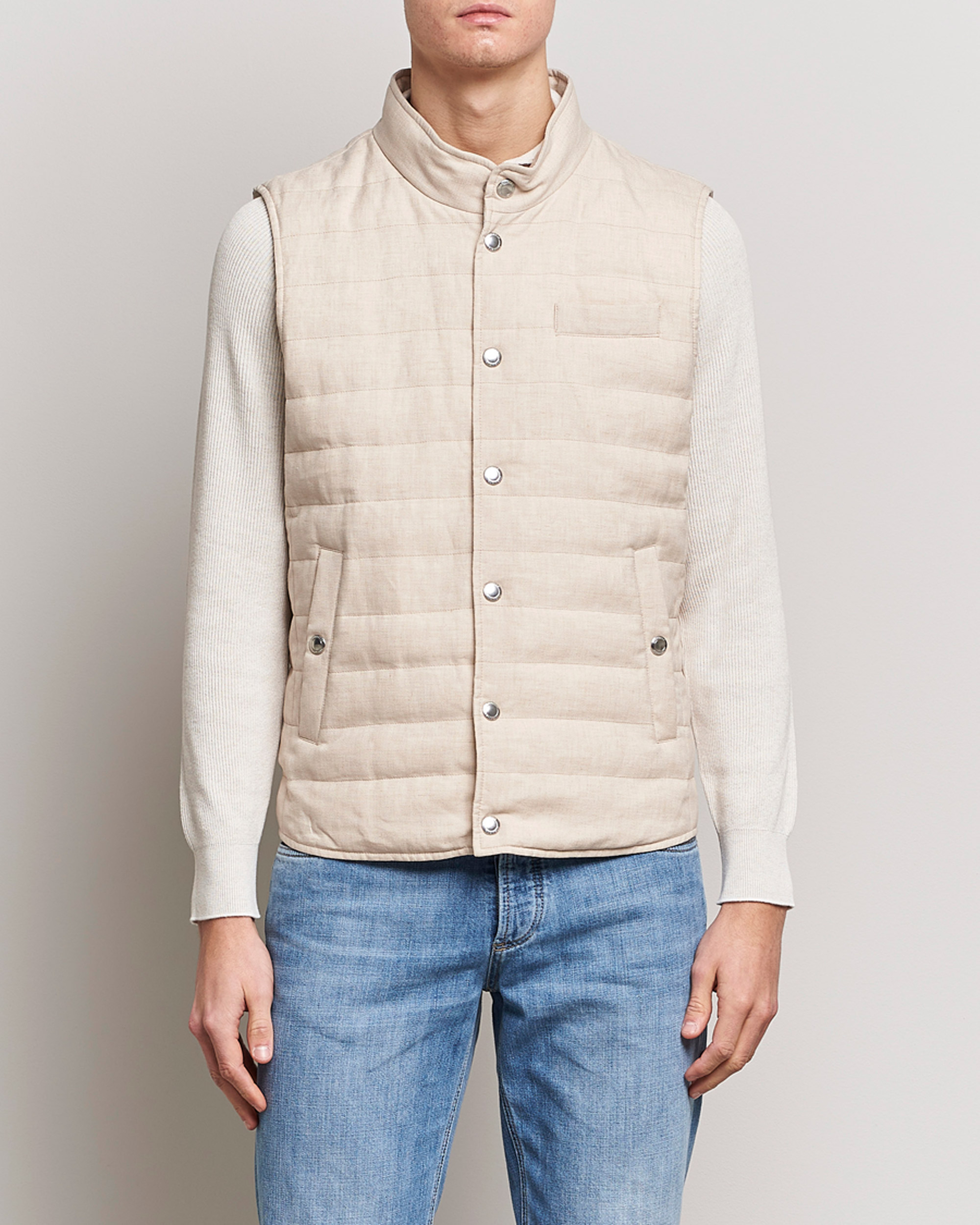 Herren | Westen | Brunello Cucinelli | Cotton/Linen Gilet Light Beige