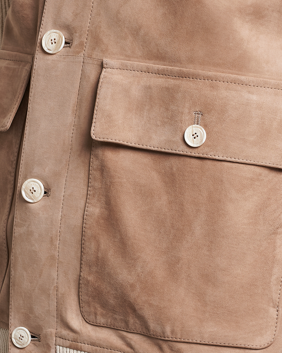 Herren | Jacken | Brunello Cucinelli | Suede Knit Bomber Jacket Beige Suede