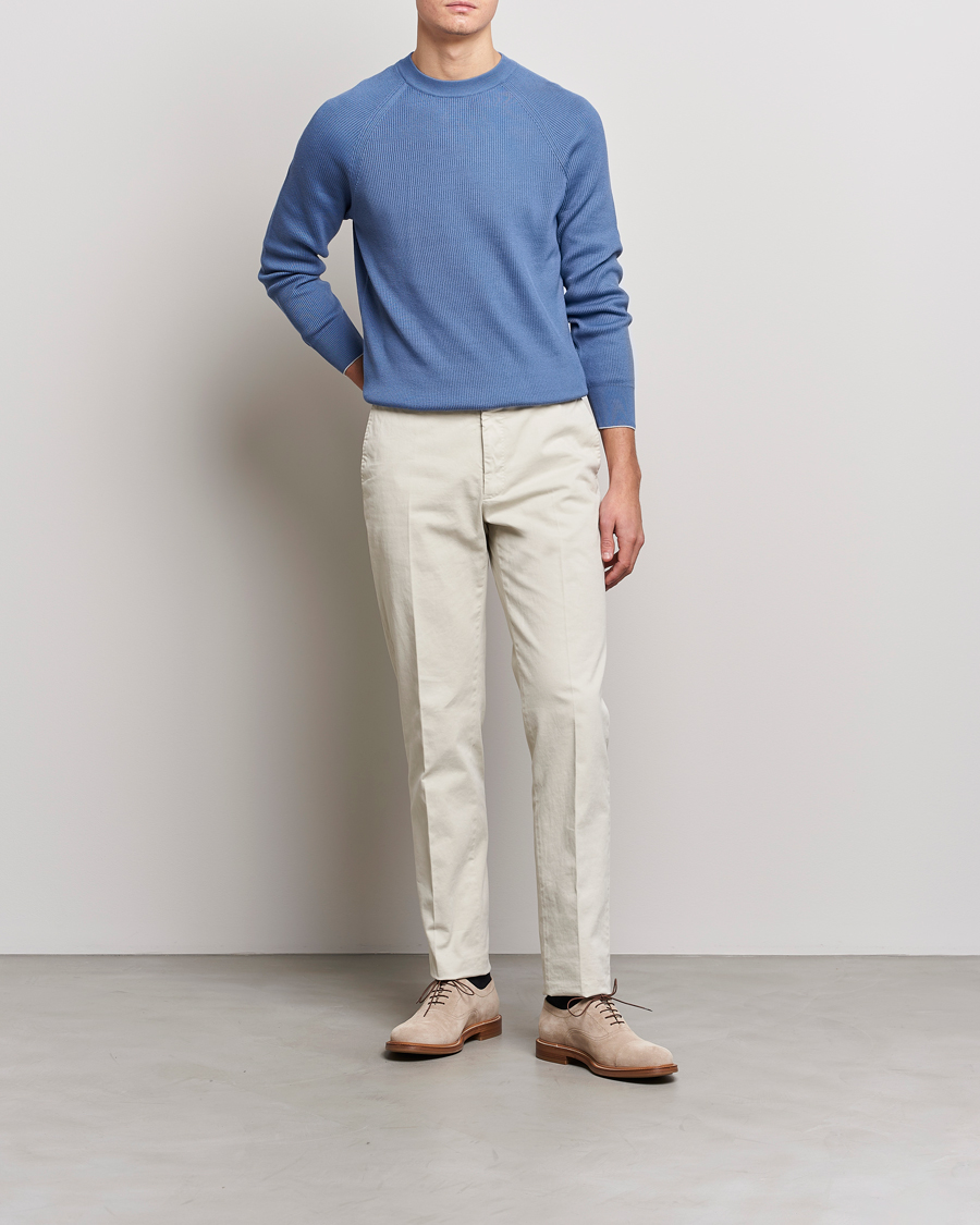Herren | Pullover | Brunello Cucinelli | Rib Stitch Crew Neck Sweater Oxford Blue